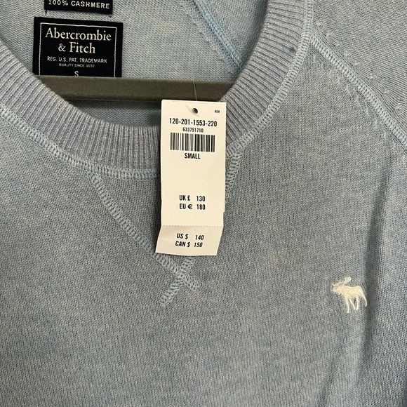 Brand NEW Abercrombie Men’s Cashmere SweaterLight BlueSize Small